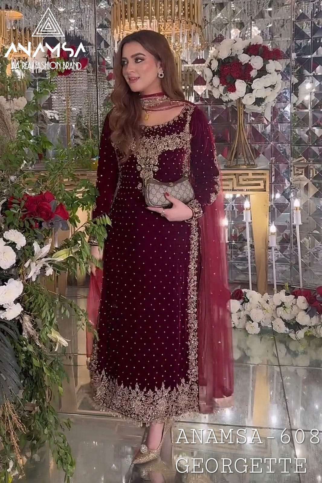  D No -608 Semi Stitched Anamsa